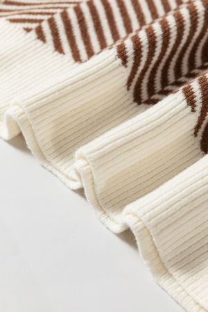 Parchment Solid Textured Knit Split Cuff Drop Shoulder Loose Sweater