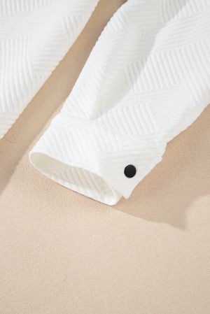 Women’s Plus Size White Textured Shirt Jacket