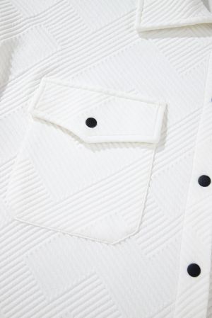 Women’s Plus Size White Textured Shirt Jacket
