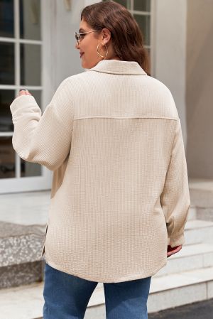 Women’s Plus Size Oatmeal Textured Button-Up Shacket