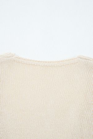 Women’s Beige Knitted Cardigan with Openwork Pattern