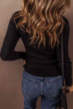 Women’s Black Fitted Cardigan with Buttons