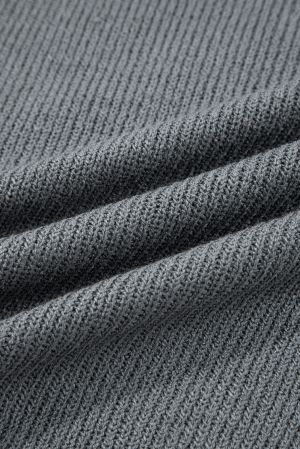 Women’s Grey Knit Sweater with Asymmetric Hem