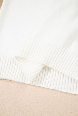 Women’s White Sweater with Colorful Geometric Pattern