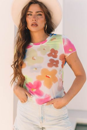 Women's T-Shirt with Colorful Floral Print