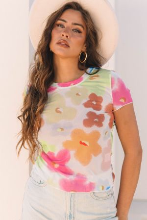 Women's T-Shirt with Colorful Floral Print
