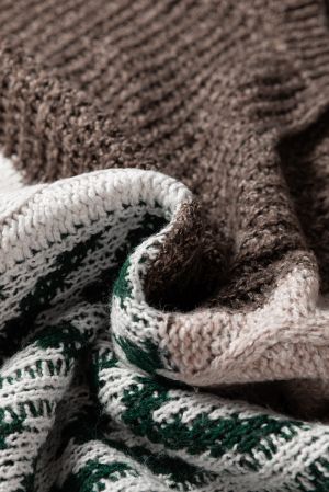 Women’s Brown and White Knit Sweater