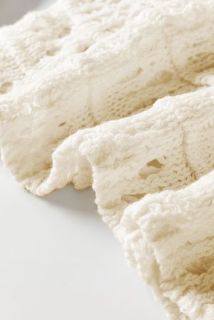 Women’s White Open Knit Sweater with Long Sleeves
