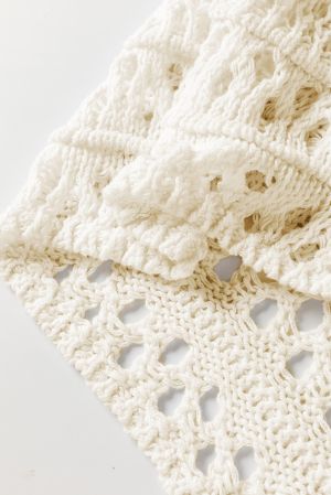 Women’s White Open Knit Sweater with Long Sleeves