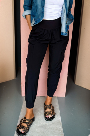 Women’s Black Cargo Pants with High Waist