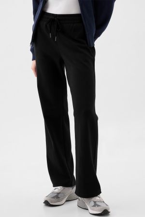 Women’s Black Fleece Lined Pants with Drawstring Waist