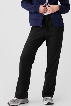 Women’s Black Fleece Lined Pants with Drawstring Waist