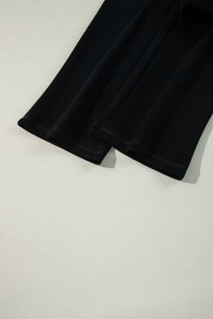 Women’s Black Fleece Lined Pants with Drawstring Waist