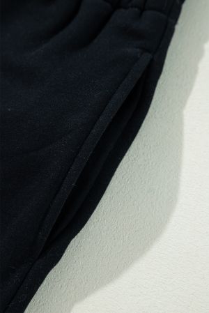 Women’s Black Fleece Lined Pants with Drawstring Waist