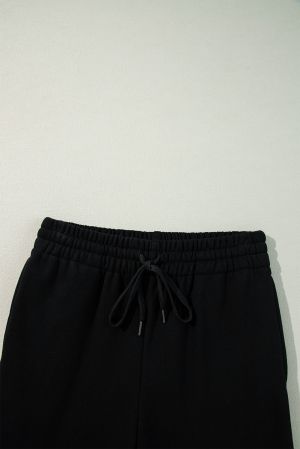 Women’s Black Fleece Lined Pants with Drawstring Waist