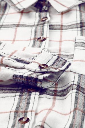 Women's Oversized Plaid Pattern Shacket with Slits
