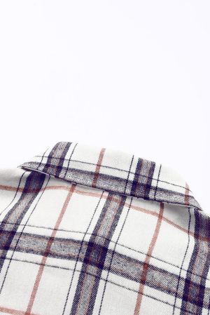 Women's Oversized Plaid Pattern Shacket with Slits