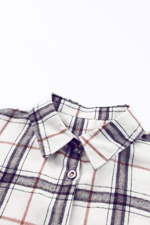 Women's Oversized Plaid Pattern Shacket with Slits