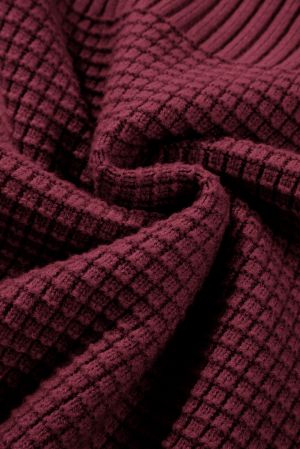 Women's Burgundy Knitted Sweater with Textured Design