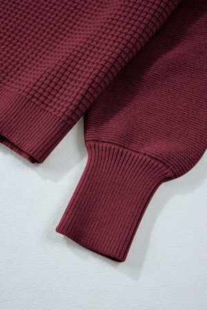 Women's Burgundy Knitted Sweater with Textured Design