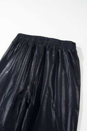 Women's Black Jogger Pants with Elastic Waist and Pockets