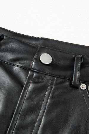 Women’s Black Faux Leather Maxi Skirt with Side Slit
