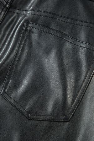 Women’s Black Faux Leather Maxi Skirt with Side Slit