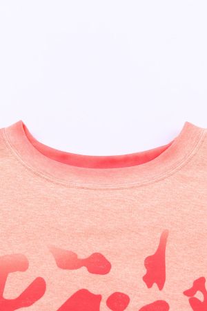 Women's Long Sleeve Blouse with Leopard Print in Pink-Coral Shades