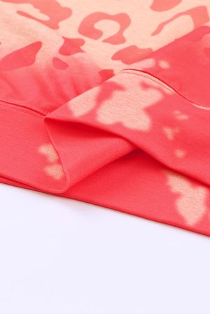 Women's Long Sleeve Blouse with Leopard Print in Pink-Coral Shades