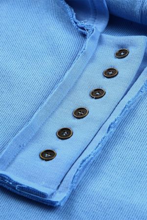 Women’s Blue Hoodie with Buttons