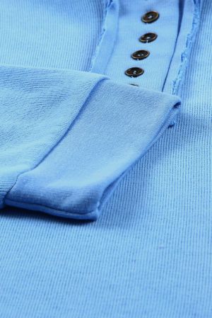 Women’s Blue Hoodie with Buttons