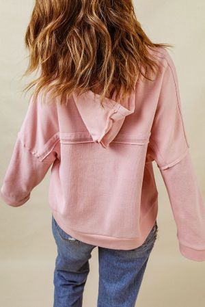 Women’s Pink Hoodie with Buttons