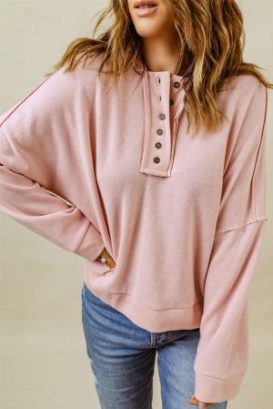 Women’s Pink Hoodie with Buttons