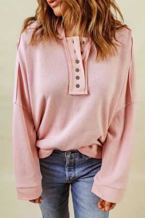 Women’s Pink Hoodie with Buttons