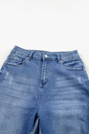 Women’s Distressed Jeans with Frayed Hem