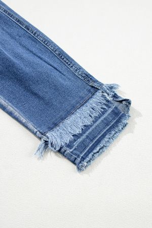 Women’s Distressed Jeans with Frayed Hem