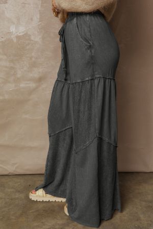 Women’s Light Pink Wide-Leg Pants with Drawstring and Pockets
