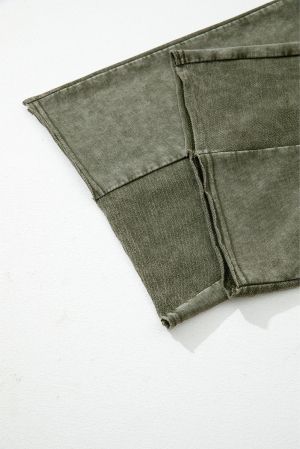 Women’s Green Wide-Leg Pants with Drawstring and Pockets
