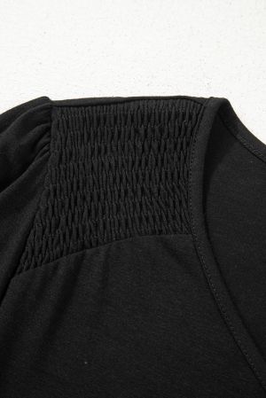 Women’s Black Long Sleeve Blouse with V-Neck