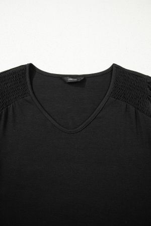Women’s Black Long Sleeve Blouse with V-Neck