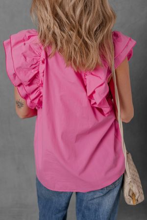 Women’s Pink Cotton Blouse with Tie Neck
