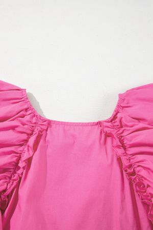 Women’s Pink Cotton Blouse with Tie Neck