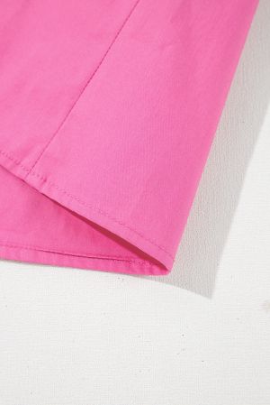 Women’s Pink Cotton Blouse with Tie Neck