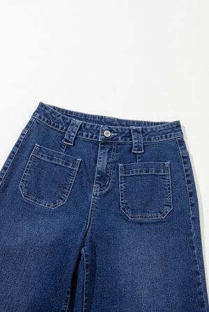 Real Teal High Rise Ripped Bell Bottom Jeans