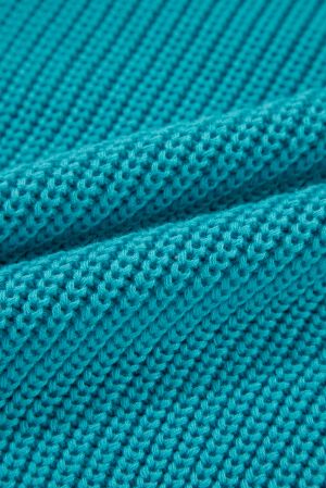 Women’s Turquoise Knitted Sweater with Lace Sleeves