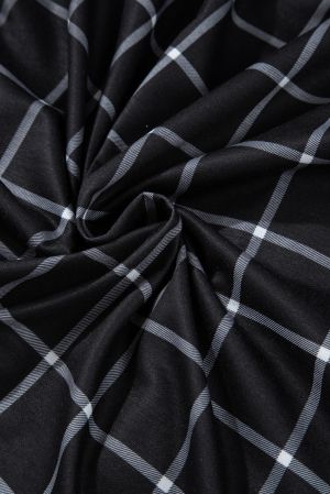 Women’s Black Plaid Colorblock Cardigan with Pockets