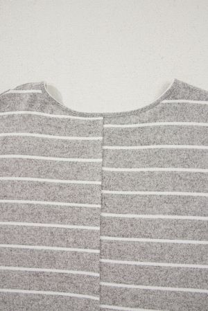 Women's Gray Striped Long Sleeve Blouse