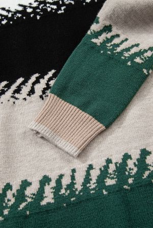 Women’s Stylish Color Block Pattern Drop Shoulder Sweater