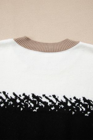 Women’s Stylish Color Block Pattern Drop Shoulder Sweater