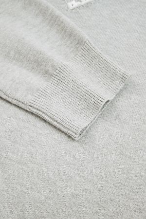 Women’s Gray Sweater with Lace Detail and Elegant Design
